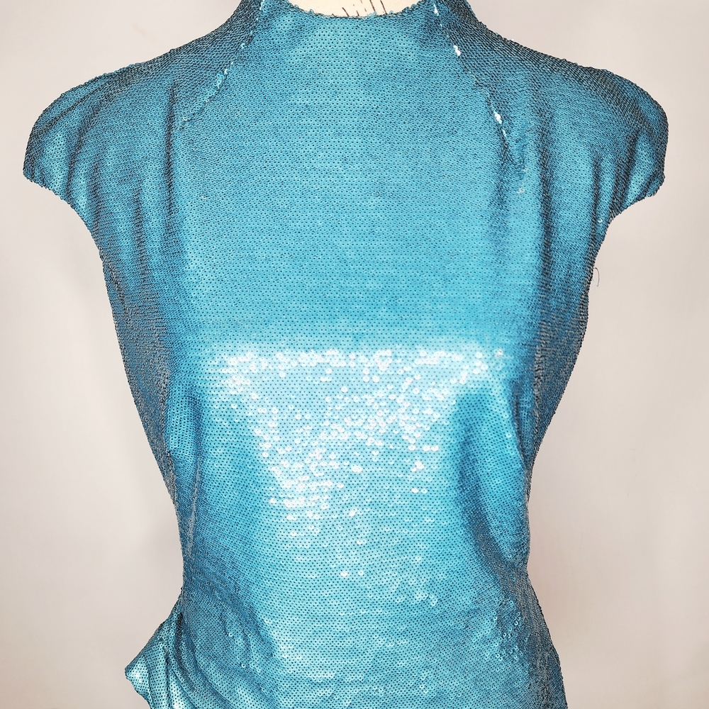 Purple Label by Ralph Lauren Turquoise Sequin Blouse